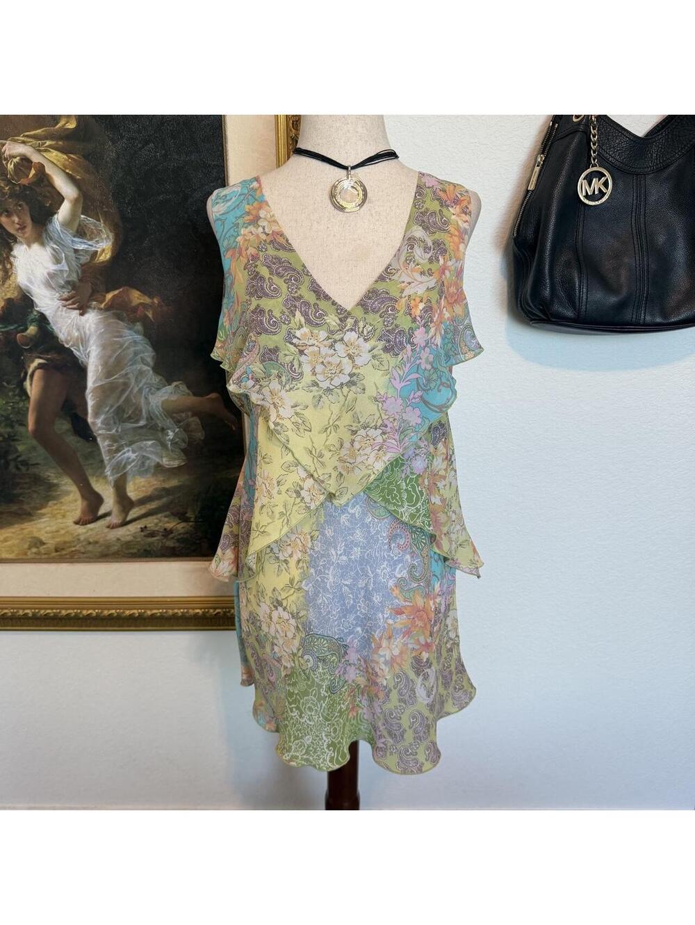 Y2K Floral Fairy Patchwork Ruffle Mini Dress (READ DESCRIPTION)